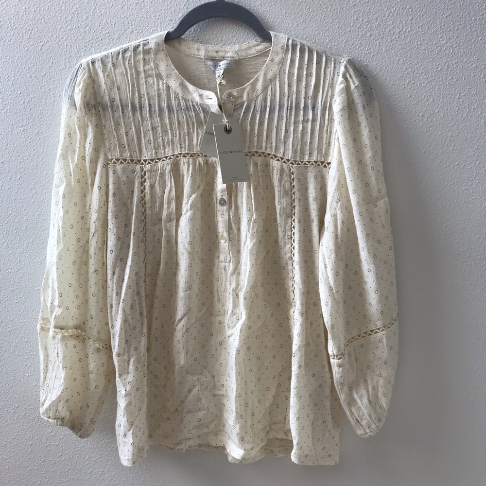 Lucky Brand peasant blouse, size M, cotton